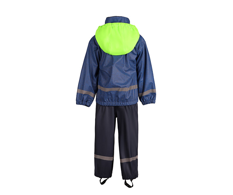 Herringbone Printing Navy Children's Rainsuit